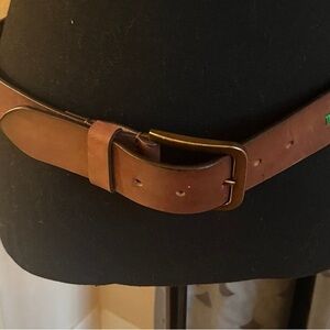 Free People Tan Leather Belt with Gold Buckle